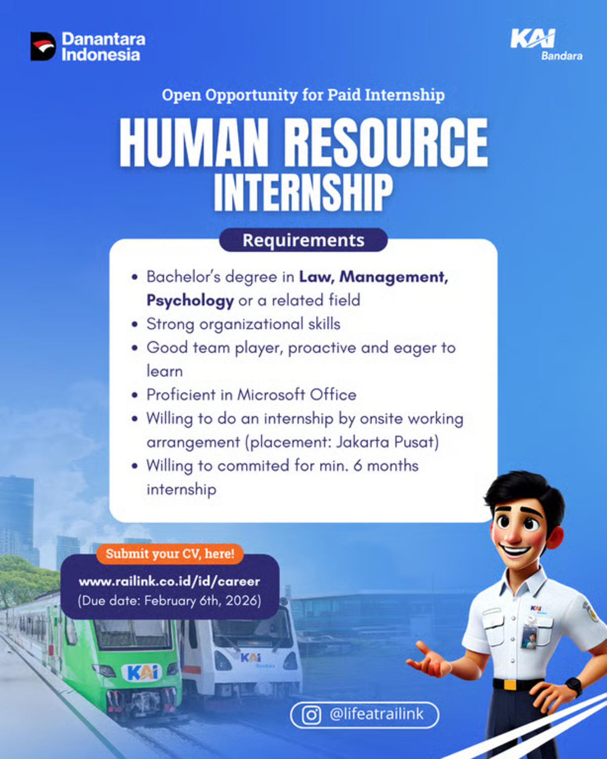 PT Railink Buka Program Magang Human Resource untuk Dukung Pengembangan Talenta Muda Indonesia