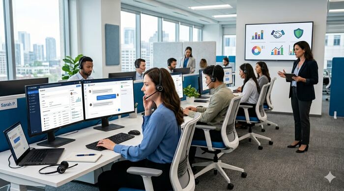 Ilustrasi tim Customer Service menggunakan AI Agent (1)