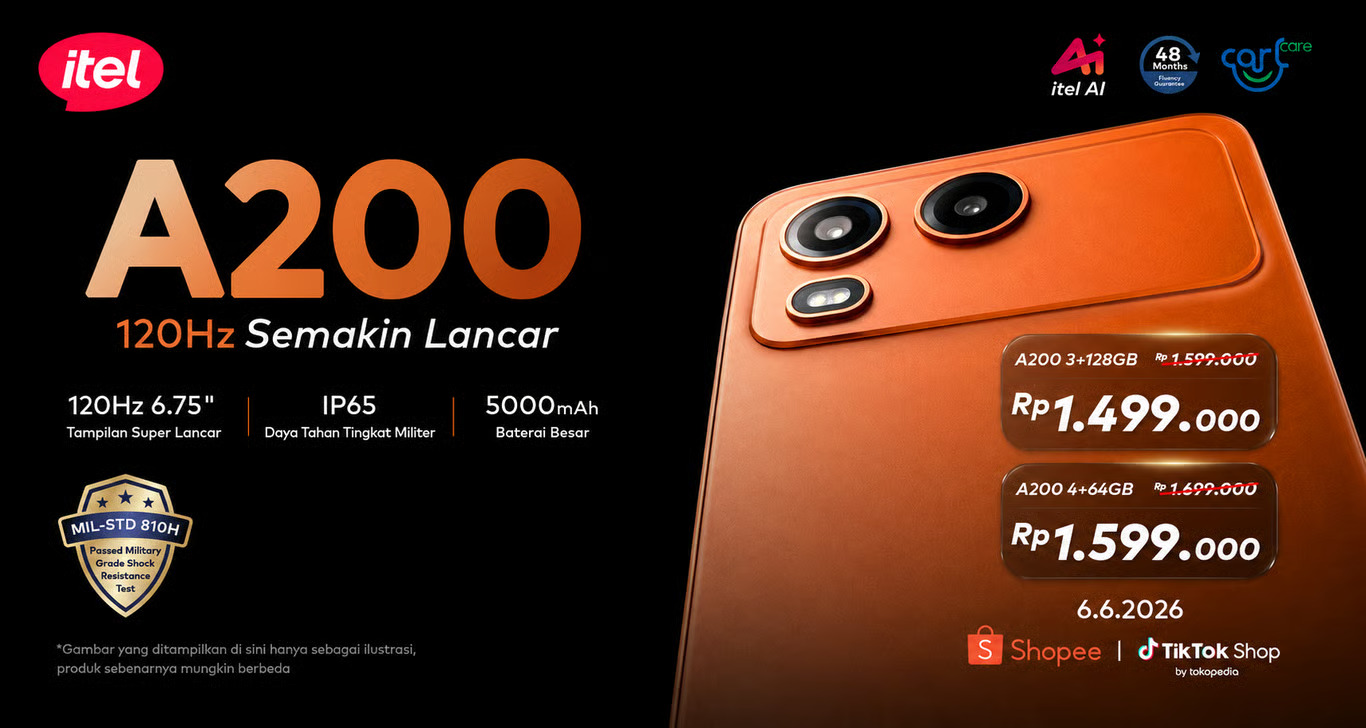 Itel A200 Jadi Pilihan Baru Smartphone AI Terjangkau dengan Baterai Besar