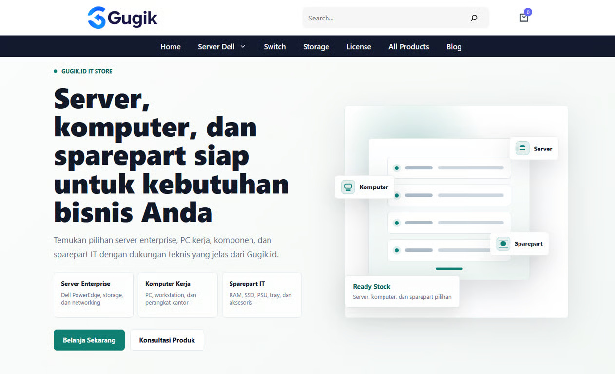 Gugik.id Menjadi Mitra Terpercaya Pengadaan Sparepart IT dan Server di Indonesia
